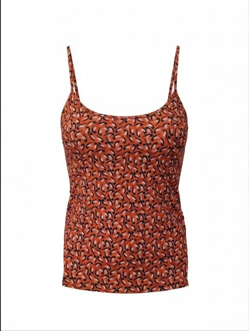 Tranquillo Organic Cotton Burnt Orange Tank Top Blue Cream Graphic women's Large